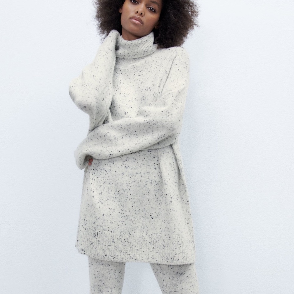 NWT ZARA HIGH COLLAR KNIT ALPACA WOOL SWEATER M